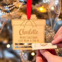 Personalised Present Money Holder Christmas Tree Decoration Bauble - thumbnail 3