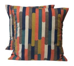 2 X Clarke & Seattle Abstract Teal Orange Navy Cushion Covers 16