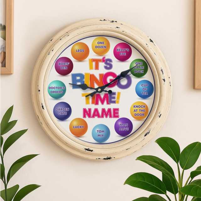 Personalised Bingo Wall Clock Custom Name Colourful Glass Mother's Day Birthday Gift For Her County Kitchen Home Decor Housewarming Ekrc66 - image 1