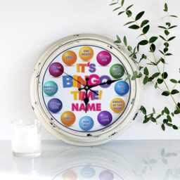 Personalised Bingo Wall Clock Custom Name Colourful Glass Mother's Day Birthday Gift For Her County Kitchen Home Decor Housewarming Ekrc66 - thumbnail 4