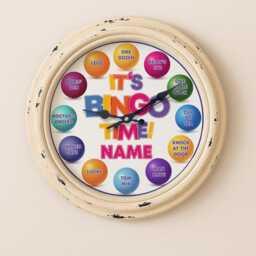 Personalised Bingo Wall Clock Custom Name Colourful Glass Mother's Day Birthday Gift For Her County Kitchen Home Decor Housewarming Ekrc66 - thumbnail 3