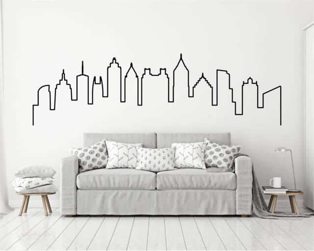 Doodled Atlanta Skyline Wall Decal Georgia Cityscape Sticker - image 1