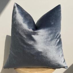 Ice Blue Iridescent Velvet Pillow Cover, Silver Euro Sham, 20x20, Summer Decor - thumbnail 3