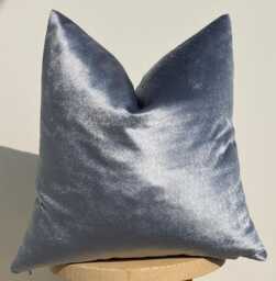 Ice Blue Iridescent Velvet Pillow Cover, Silver Euro Sham, 20x20, Summer Decor - thumbnail 1