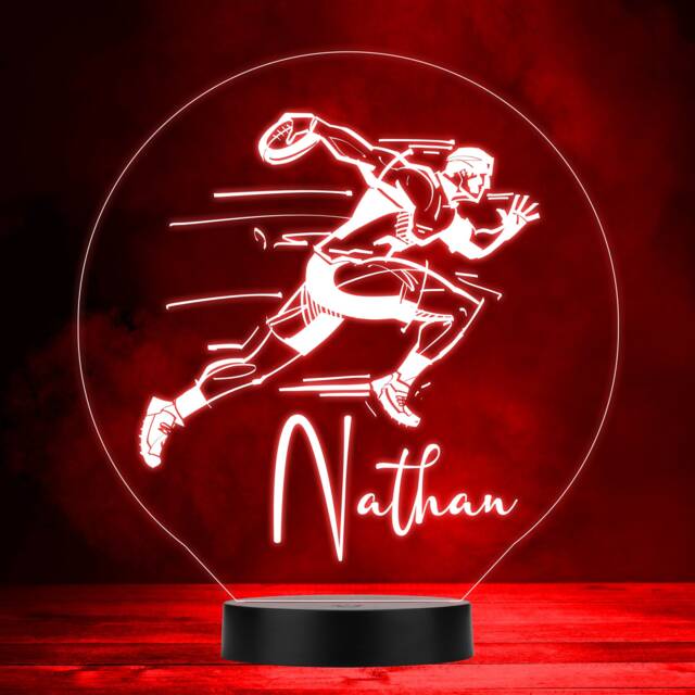 Rugby Player Running Sports Fan Led Lamp Personalised Gift Night Light - Bedroom - image 1
