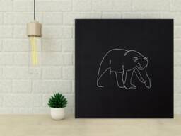 Embroidery Bear Poster On Framed Canvas, Minimalist Wall Decor Art - thumbnail 1