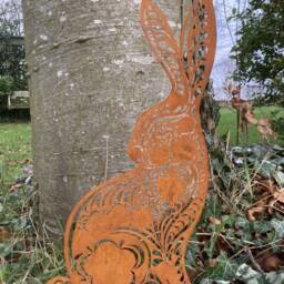 Metal Rusty Hare/Rabbit Silhouette Garden Art Stake Spike Ornament - thumbnail 3