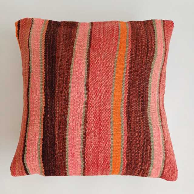 Moroccan Rug Cushion Cover, Handmade Multicoloured Cushion, Boho Pillow, Decorative Throw Kilim 16''x16''/40x40 cm - image 1