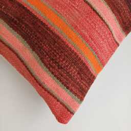 Moroccan Rug Cushion Cover, Handmade Multicoloured Cushion, Boho Pillow, Decorative Throw Kilim 16''x16''/40x40 cm - thumbnail 3