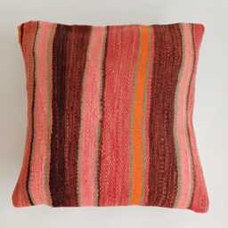 Moroccan Rug Cushion Cover, Handmade Multicoloured Cushion, Boho Pillow, Decorative Throw Kilim 16''x16''/40x40 cm - thumbnail 1