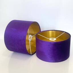 New Luxury Velvet Violette Purple Violet Fabric Lamp Shade & Pendant Light With Metallic Panels Lining - thumbnail 3