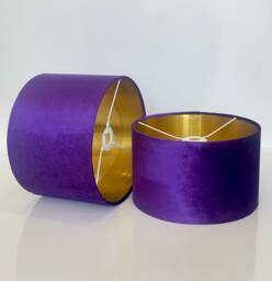 New Luxury Velvet Violette Purple Violet Fabric Lamp Shade & Pendant Light With Metallic Panels Lining