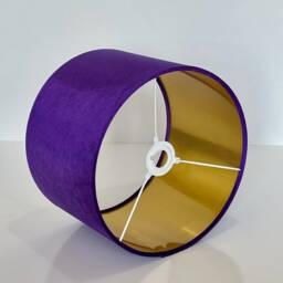 New Luxury Velvet Violette Purple Violet Fabric Lamp Shade & Pendant Light With Metallic Panels Lining - thumbnail 2