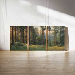 Forest Landscape Art Print Set Woodland Painting, Rustic Cabin Decor - thumbnail 2