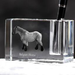 Belgian Horse, Draft Horse , Crystal Pen Holder With Souvenir, Decoration, Limited Edition, Collection - thumbnail 2