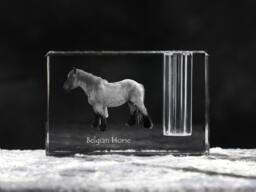 Belgian Horse, Draft Horse , Crystal Pen Holder With Souvenir, Decoration, Limited Edition, Collection - thumbnail 1