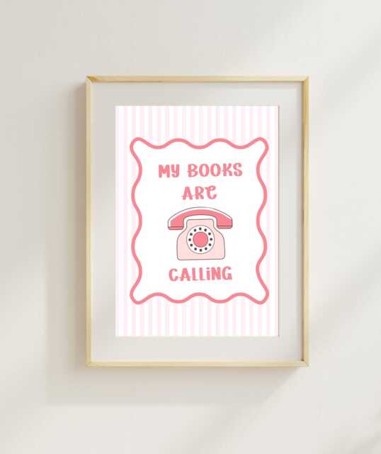 My Books Are Calling Art Print - Girly Book Girl Era Poster Bookish Pink Minimal Endless Tbr Club - image 1