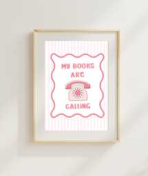 My Books Are Calling Art Print - Girly Book Girl Era Poster Bookish Pink Minimal Endless Tbr Club - thumbnail 1