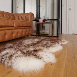 Original Brown Mouflon Genuine Natural Sheepskin Rugs Exclusive Rug Gray Carpet Outdoor - thumbnail 3