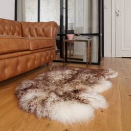 Original Brown Mouflon Genuine Natural Sheepskin Rugs Exclusive Rug Gray Carpet Outdoor - thumbnail 2