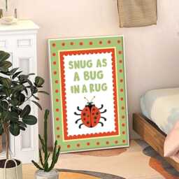 Snug As A Bug in Rug Art Canvas Poster, Cartoon Wall Art, Funny Aesthetic Decor, Retro Home Printed Gift - thumbnail 3