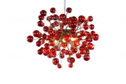 Red Ceiling Lamp, Hanging Light With Red Bubbles For Dining Table, Bedroom, Children Room.modern & Unique Hand Made Fixture