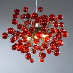 Red Ceiling Lamp, Hanging Light With Red Bubbles For Dining Table, Bedroom, Children Room.modern & Unique Hand Made Fixture - thumbnail 3