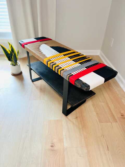 Hand-Woven Entryway Bench Mcm Style End Of Bed & Mudroom Seating - Custom-Made, Multiple Sizes - image 1