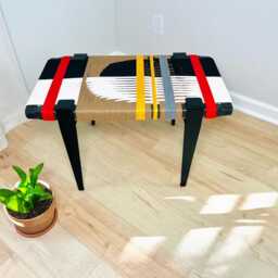 Hand-Woven Entryway Bench Mcm Style End Of Bed & Mudroom Seating - Custom-Made, Multiple Sizes - thumbnail 3