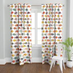 Colorful Elephant Curtain Panel - Illustrated Animal Kids Nursery Trunk Chain Custom March By Endemic - thumbnail 2