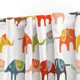 Colorful Elephant Curtain Panel - Illustrated Animal Kids Nursery Trunk Chain Custom March By Endemic - thumbnail 3