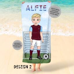 Personalised Football Boy Kit, Matching Gym Bag & Beach Towel, Swimming Towels For Kids, School Bag, Bath Football Gifts - thumbnail 2