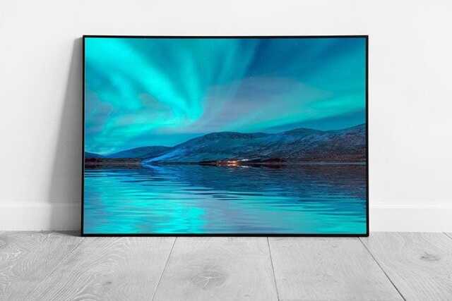 Enchanting Northern Lights Above Tromso Fjords Framed Norway Aurora Borealis Wall Art Print - image 1