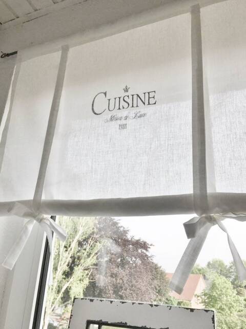 Roman Blind Curtain Cuisine Kitchen Country House Shabby Chic White Style Skandi Nordic Net - image 1