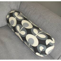 "Cylinder Bolster Pillow Cover Grey 6x16 8x18 Neck Roll Round Cushion Sham Case Black Gray 1970S Vintage Retro Linear Stem Leaves 16"" 18" - thumbnail 4