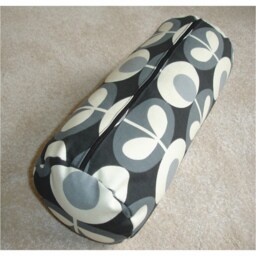 "Cylinder Bolster Pillow Cover Grey 6x16 8x18 Neck Roll Round Cushion Sham Case Black Gray 1970S Vintage Retro Linear Stem Leaves 16"" 18" - thumbnail 3