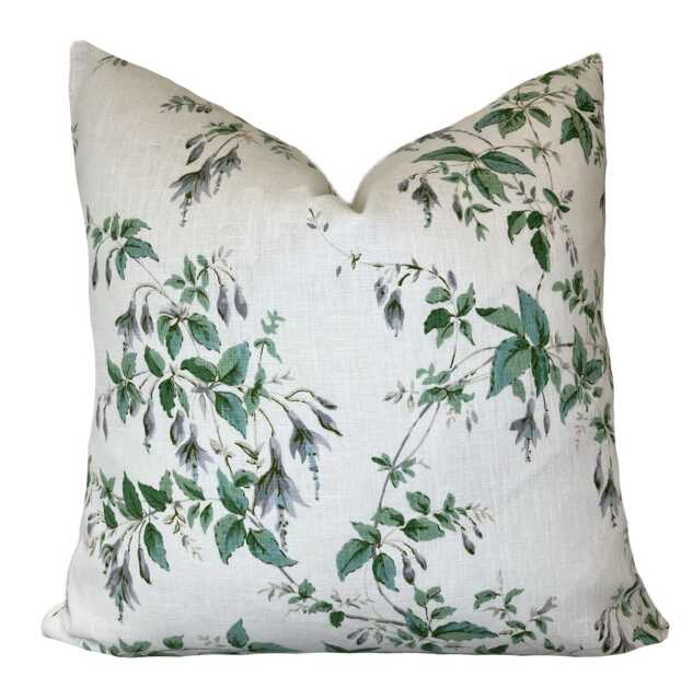 Colefax & Fowler Fuchsia Silver/Leaf Linen Cushion Cover Pillow Double Sided - image 1