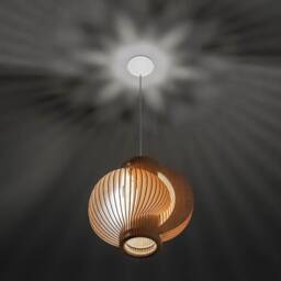 Natural Birch Plywood Pendant Light, Scandinavian Modern Chandelier, Cozy Lighting - thumbnail 2