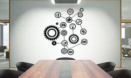 Teamwork Gears Vinyl Wall Decal Office Decor, Motivational Quote 915Re - thumbnail 1