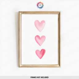 Girls Pink Bedroom Prints, Rainbow Set Of 3 - Baby Girl Room Decor Personalised Wall Art Heart Toddler Playroom Picture - thumbnail 3