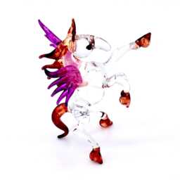 Hand Blown Glass Miniature Pegasus Horse Wings Animal Purple Transparent Figurine Little Statue Decoration Collectible Small Painted Figure - thumbnail 2