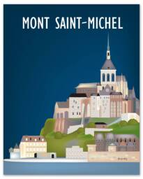 Normandy France Poster, Mont Saint Michel Print, Art, Le Poster Style E8-O-Mont - thumbnail 1