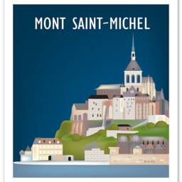 Normandy France Poster, Mont Saint Michel Print, Art, Le Poster Style E8-O-Mont - thumbnail 3