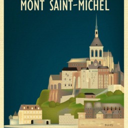 Normandy France Poster, Mont Saint Michel Print, Art, Le Poster Style E8-O-Mont - thumbnail 2