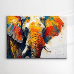 Elephant Animal Abstract Oil Painting Colourful Paint Splatter Style Wall Art Framed Canvas Poster Print, Home/Office Room Decor Gifts - thumbnail 3