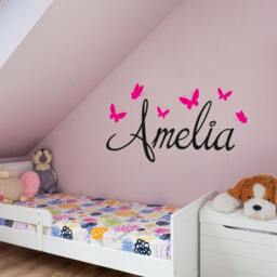 Personalised Name With Butterflies Wall Art Sticker, Vinyl Decal, Modern Transfer - thumbnail 2