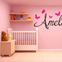 Personalised Name With Butterflies Wall Art Sticker, Vinyl Decal, Modern Transfer - thumbnail 3