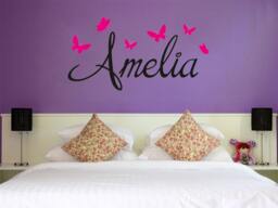 Personalised Name With Butterflies Wall Art Sticker, Vinyl Decal, Modern Transfer - thumbnail 1
