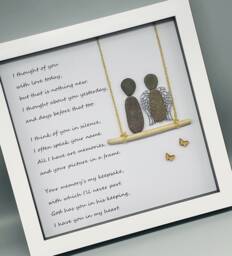 Pebble Art Memorial Gift Frame, Poem I Thought Of You With Love Today, Birthday Gift, Sentimental Bereavement, Wall Decor - thumbnail 1