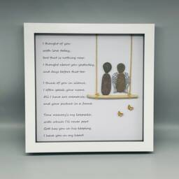 Pebble Art Memorial Gift Frame, Poem I Thought Of You With Love Today, Birthday Gift, Sentimental Bereavement, Wall Decor - thumbnail 2